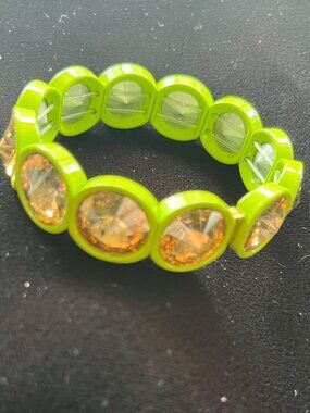 Plunder Crystal Gem Stretch bracelet in Lime